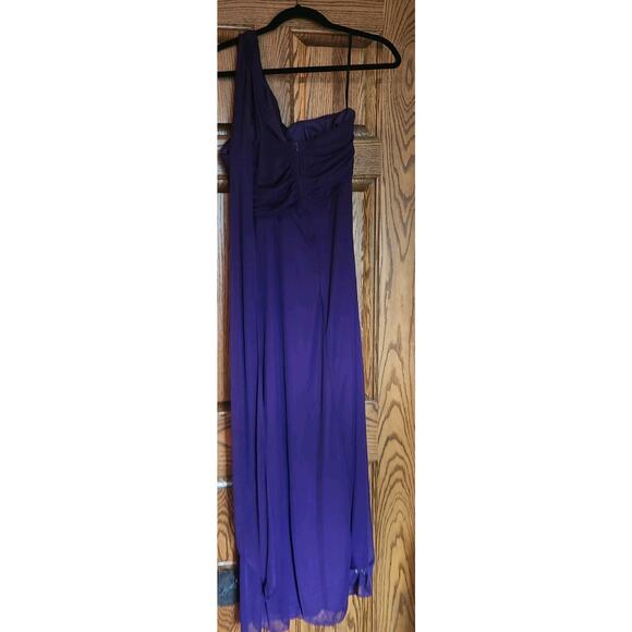 Vtg 90s Cindy Royal Purple Prom Dress Sz L Polyester w/ Scarf - Picture 5 of 6